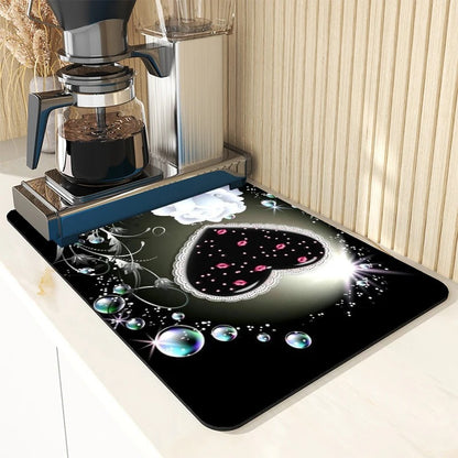 3D Flower Super Absorbent Drain Pad Kitchen Dish Drying Mat Tableware Coffee Draining Pad Dinnerware Cup Bottle Mat Table Mat