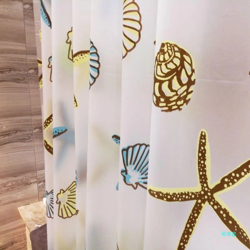 180x200cm Durable Peva Waterproof Plastic Curtain Shell Starfish Pattern Bathroom Screens Shower Curtain Bathroom Accessor
