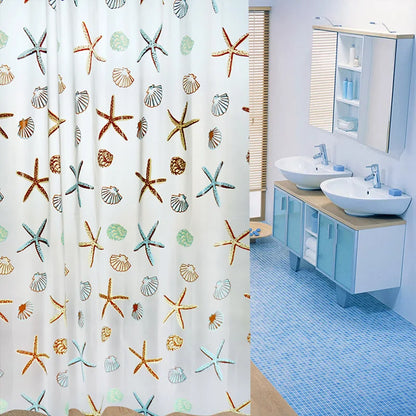 180x200cm Durable Peva Waterproof Plastic Curtain Shell Starfish Pattern Bathroom Screens Shower Curtain Bathroom Accessor