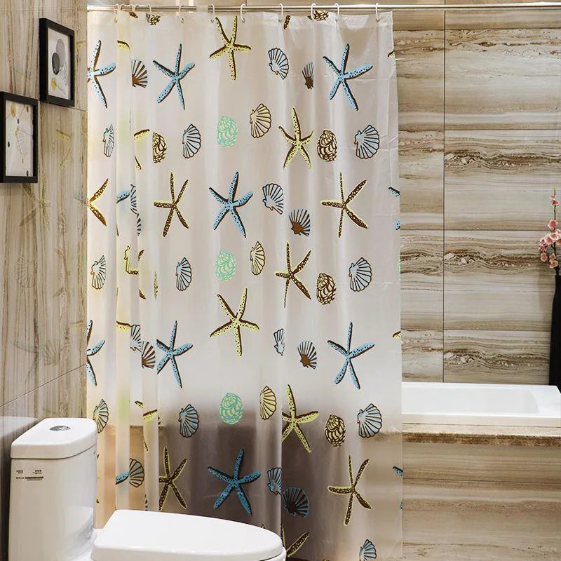 180x200cm Durable Peva Waterproof Plastic Curtain Shell Starfish Pattern Bathroom Screens Shower Curtain Bathroom Accessor