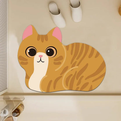 1PC Cute Diatom Super Absorbent Bathroom Mat Cartoon Animal Non-Slip Mud Toilet Pad Quick-Drying Bath Mat Floor Mat