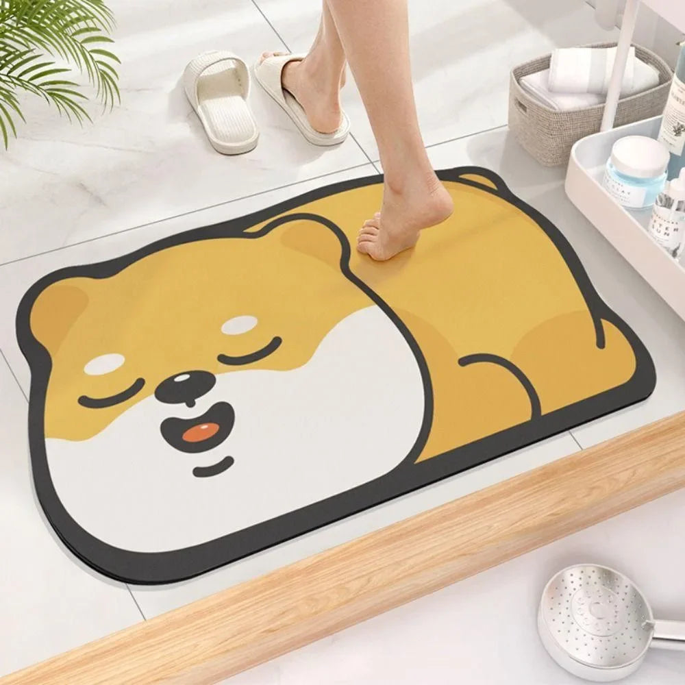1PC Cute Diatom Super Absorbent Bathroom Mat Cartoon Animal Non-Slip Mud Toilet Pad Quick-Drying Bath Mat Floor Mat
