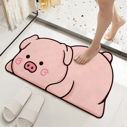 1PC Cute Diatom Super Absorbent Bathroom Mat Cartoon Animal Non-Slip Mud Toilet Pad Quick-Drying Bath Mat Floor Mat