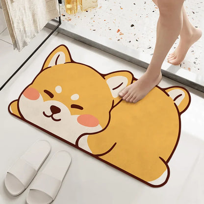 1PC Cute Diatom Super Absorbent Bathroom Mat Cartoon Animal Non-Slip Mud Toilet Pad Quick-Drying Bath Mat Floor Mat