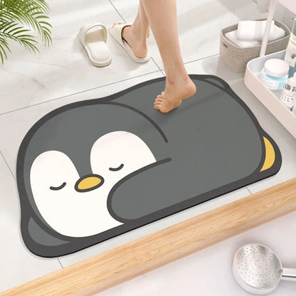1PC Cute Diatom Super Absorbent Bathroom Mat Cartoon Animal Non-Slip Mud Toilet Pad Quick-Drying Bath Mat Floor Mat