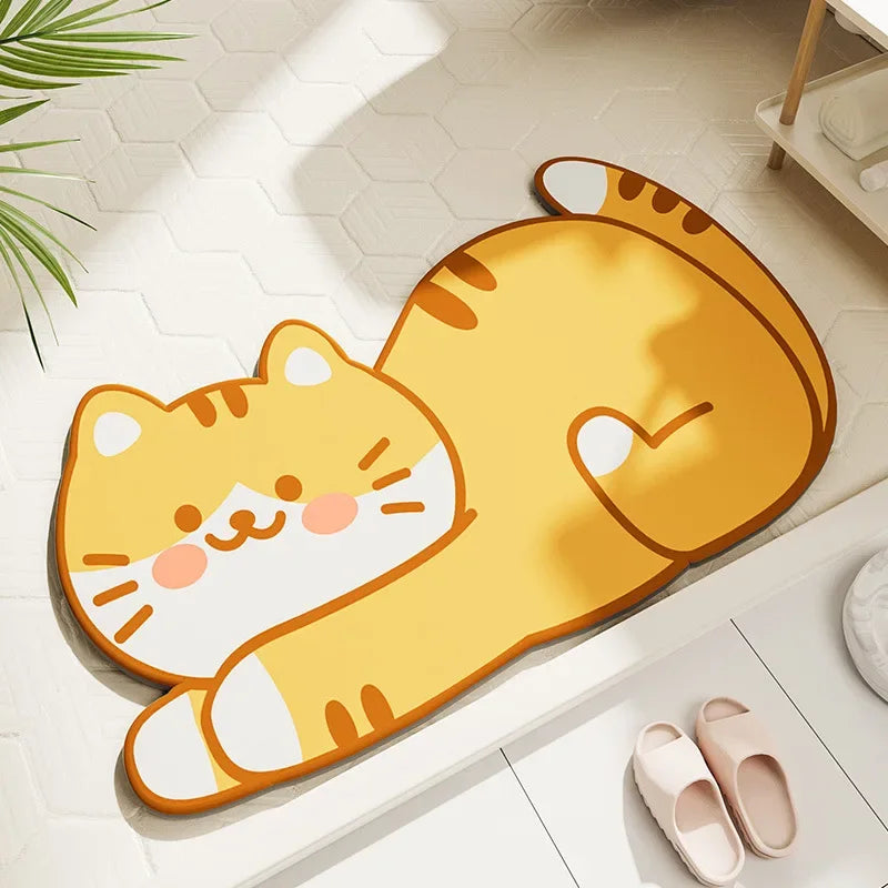 1PC Cute Diatom Super Absorbent Bathroom Mat Cartoon Animal Non-Slip Mud Toilet Pad Quick-Drying Bath Mat Floor Mat