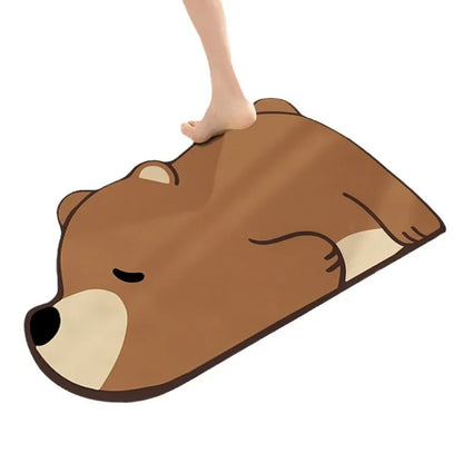 1PC Cute Diatom Super Absorbent Bathroom Mat Cartoon Animal Non-Slip Mud Toilet Pad Quick-Drying Bath Mat Floor Mat