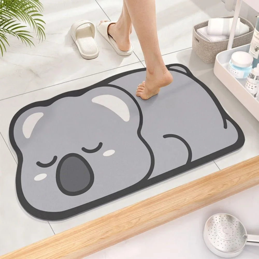 1PC Cute Diatom Super Absorbent Bathroom Mat Cartoon Animal Non-Slip Mud Toilet Pad Quick-Drying Bath Mat Floor Mat