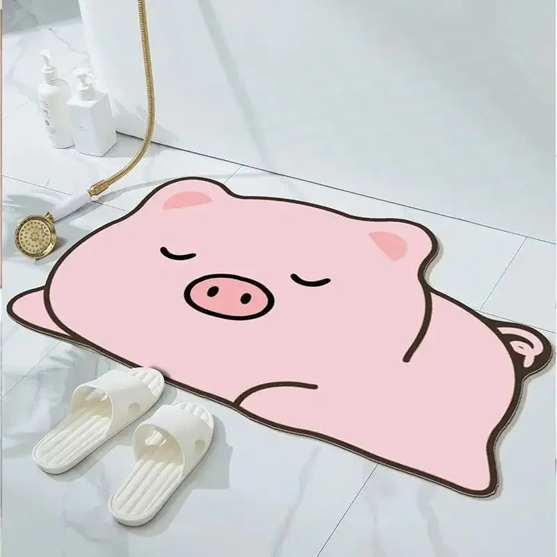 1PC Cute Diatom Super Absorbent Bathroom Mat Cartoon Animal Non-Slip Mud Toilet Pad Quick-Drying Bath Mat Floor Mat