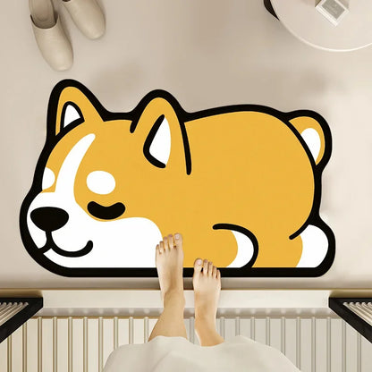 1PC Cute Diatom Super Absorbent Bathroom Mat Cartoon Animal Non-Slip Mud Toilet Pad Quick-Drying Bath Mat Floor Mat