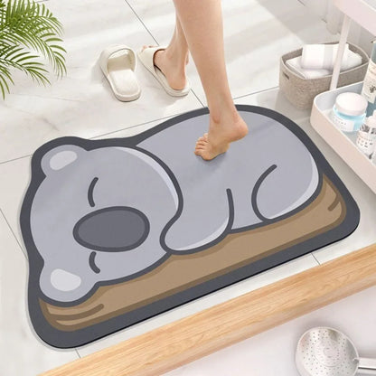 1PC Cute Diatom Super Absorbent Bathroom Mat Cartoon Animal Non-Slip Mud Toilet Pad Quick-Drying Bath Mat Floor Mat