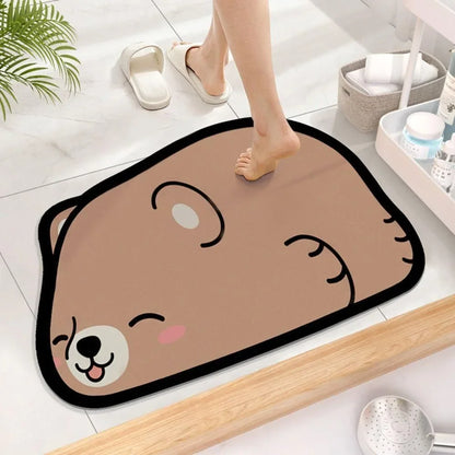 1PC Cute Diatom Super Absorbent Bathroom Mat Cartoon Animal Non-Slip Mud Toilet Pad Quick-Drying Bath Mat Floor Mat