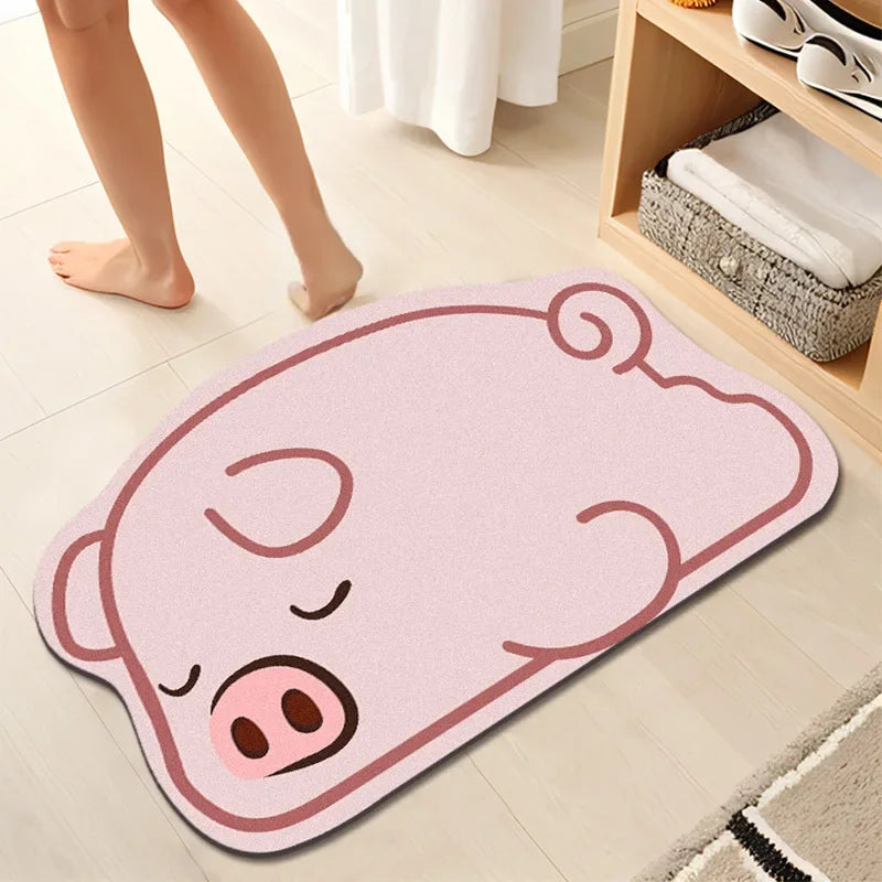 1PC Cute Diatom Super Absorbent Bathroom Mat Cartoon Animal Non-Slip Mud Toilet Pad Quick-Drying Bath Mat Floor Mat