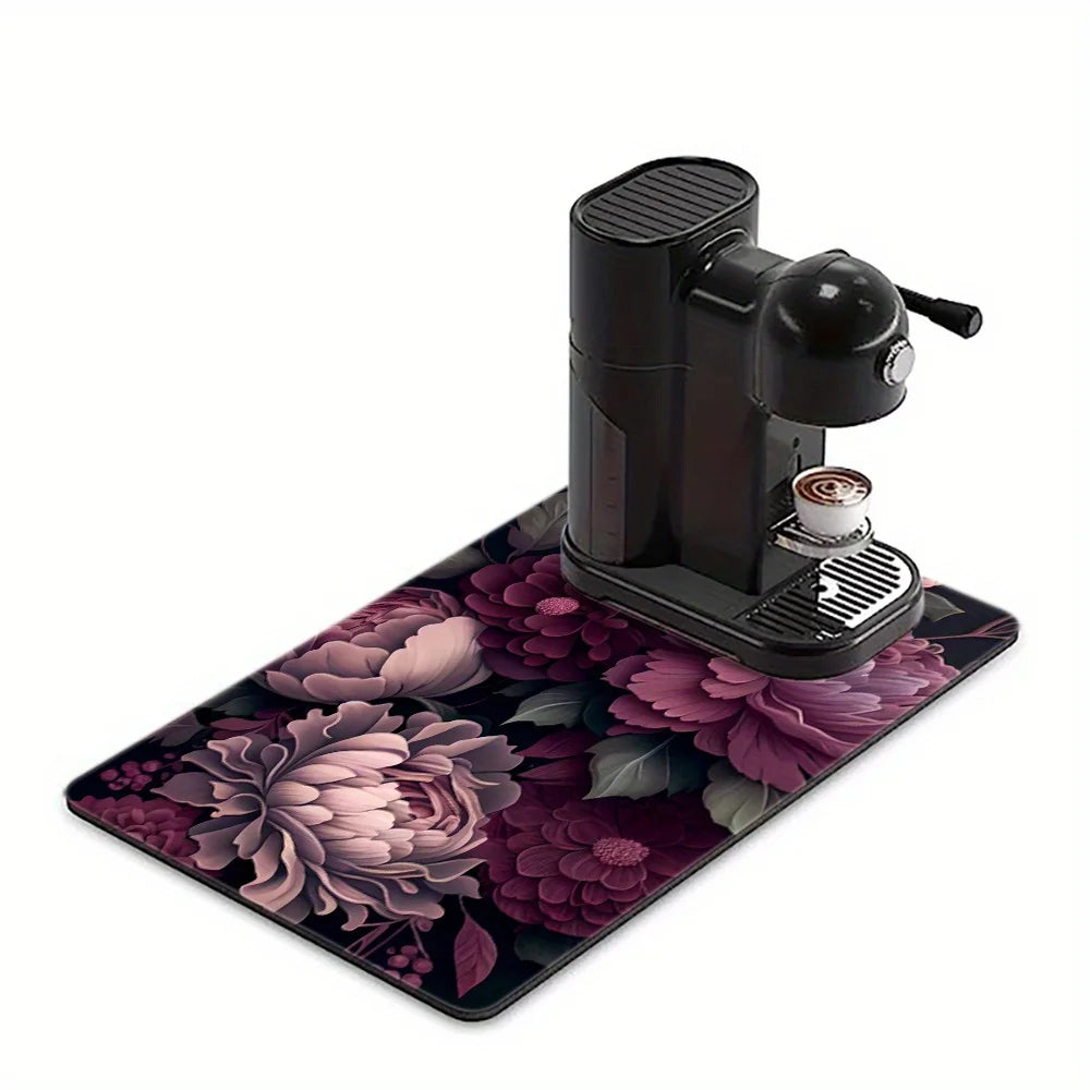 1pc Absorbent Mats Coffee Mats Hide Stains Drying Mats Non-Slip Dish Mats Easy to Clean For Kitchen Counter Coffee Bars