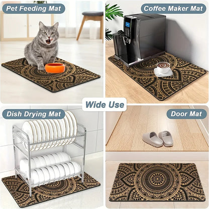 1pc Absorbent Mats Coffee Mats Hide Stains Drying Mats Non-Slip Dish Mats Easy to Clean For Kitchen Counter Coffee Bars