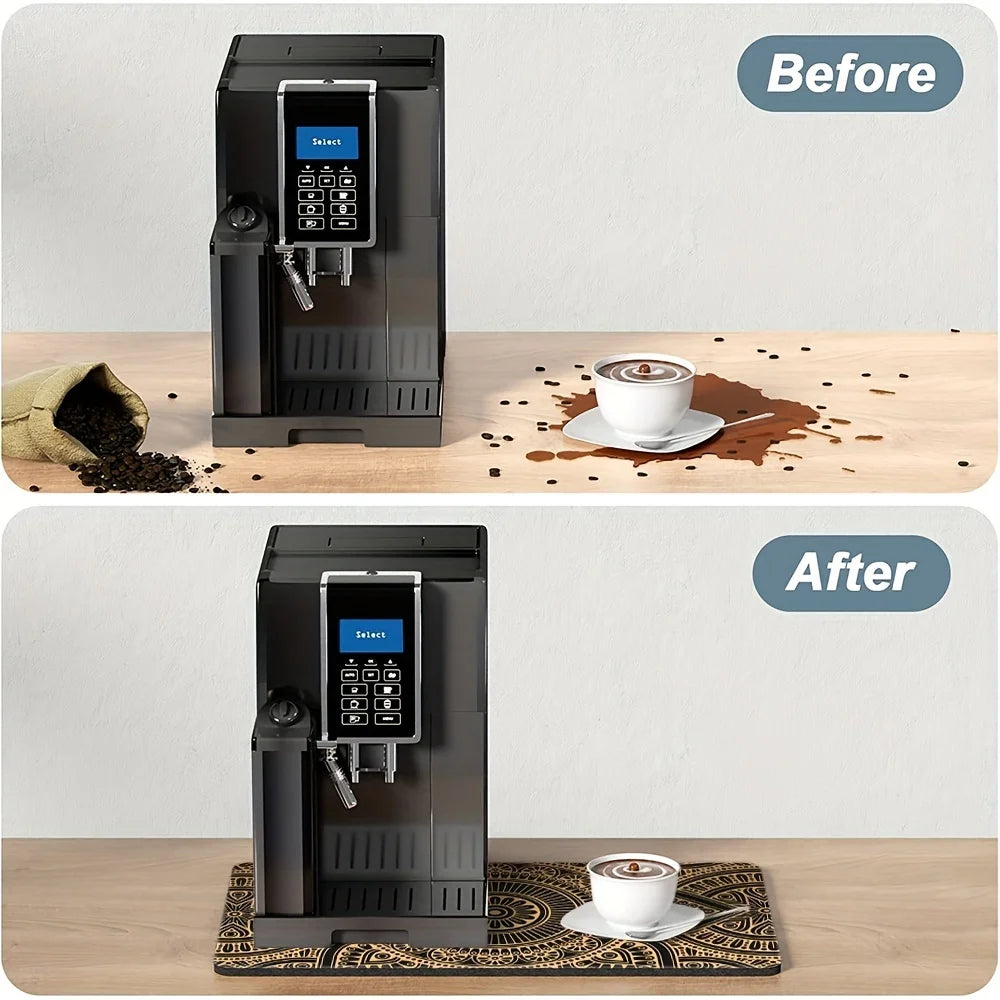 1pc Absorbent Mats Coffee Mats Hide Stains Drying Mats Non-Slip Dish Mats Easy to Clean For Kitchen Counter Coffee Bars