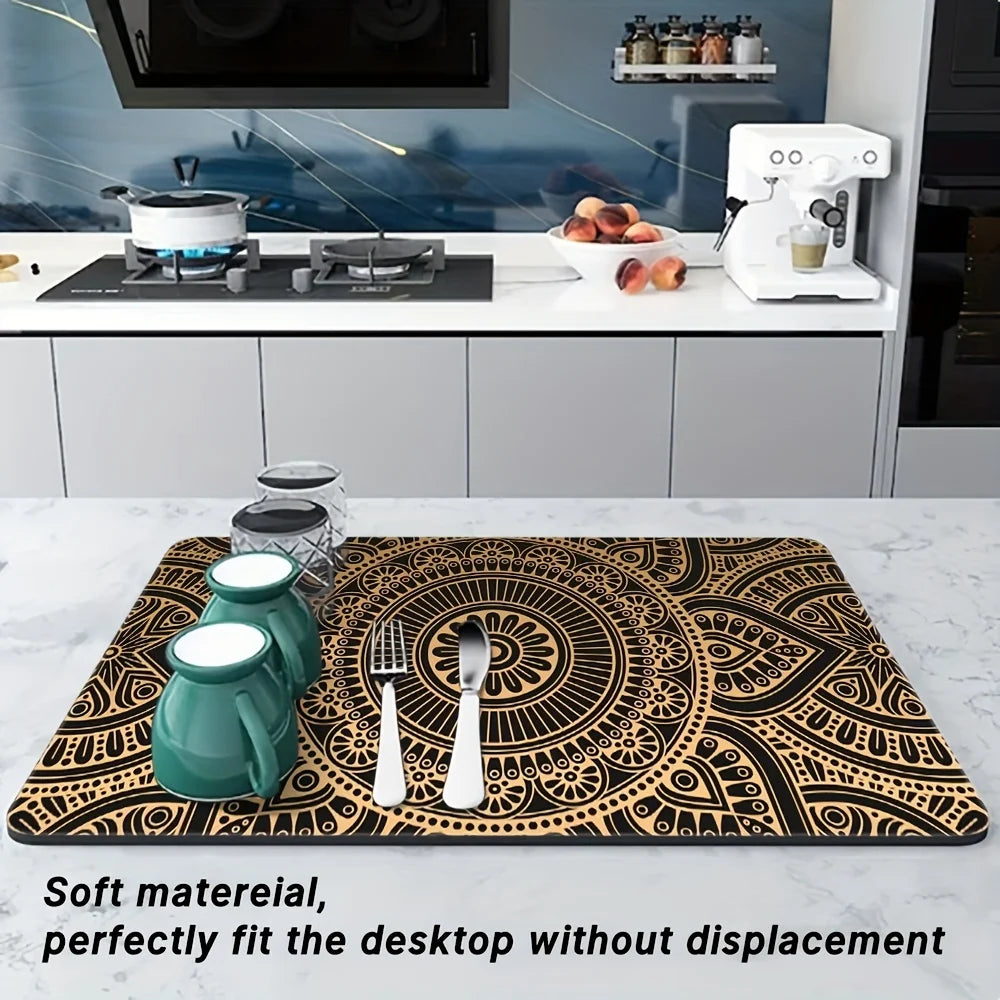 1pc Absorbent Mats Coffee Mats Hide Stains Drying Mats Non-Slip Dish Mats Easy to Clean For Kitchen Counter Coffee Bars
