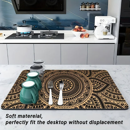 1pc Absorbent Mats Coffee Mats Hide Stains Drying Mats Non-Slip Dish Mats Easy to Clean For Kitchen Counter Coffee Bars