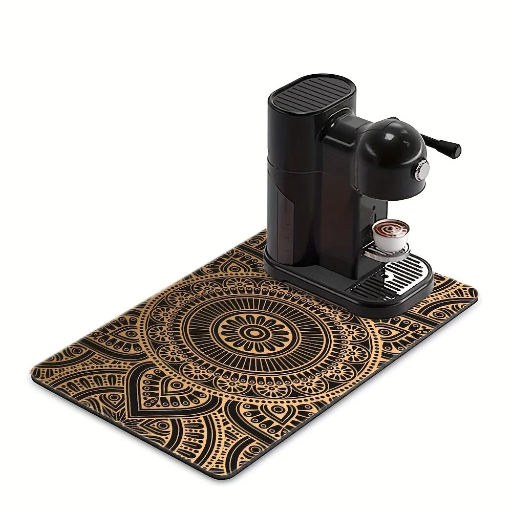 1pc Absorbent Mats Coffee Mats Hide Stains Drying Mats Non-Slip Dish Mats Easy to Clean For Kitchen Counter Coffee Bars