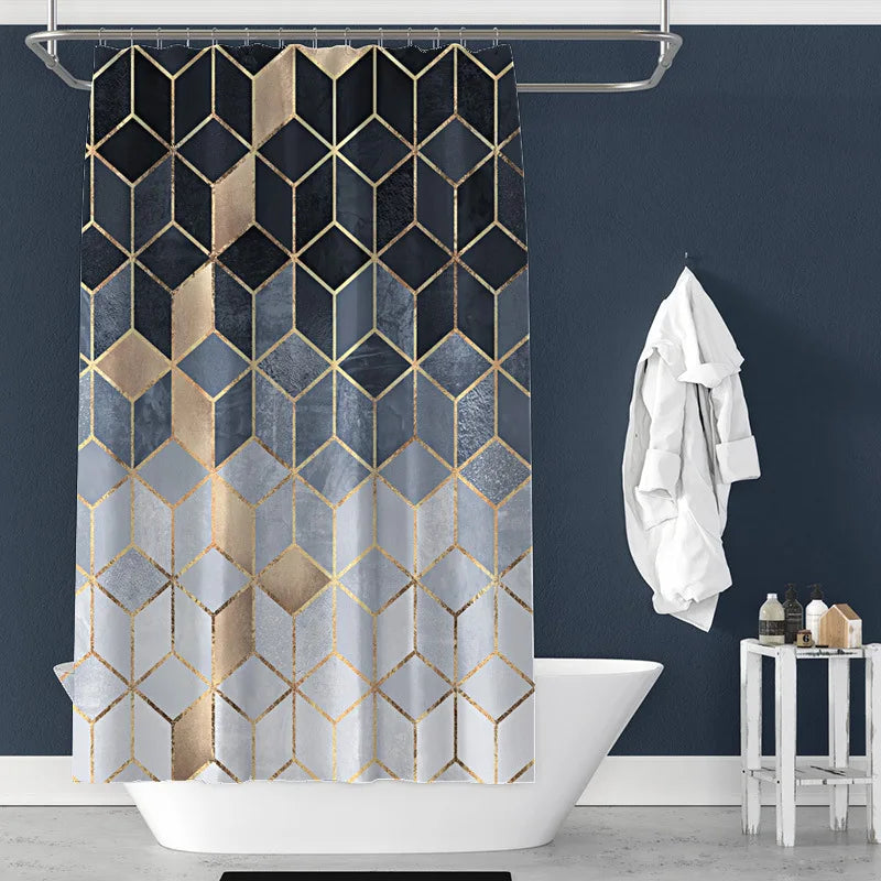 200x180cm 3D Geometric Marble Printing Bathroom Shower Curtain Polyester Waterproof Home Decoration Bathroom Curtain With Hook