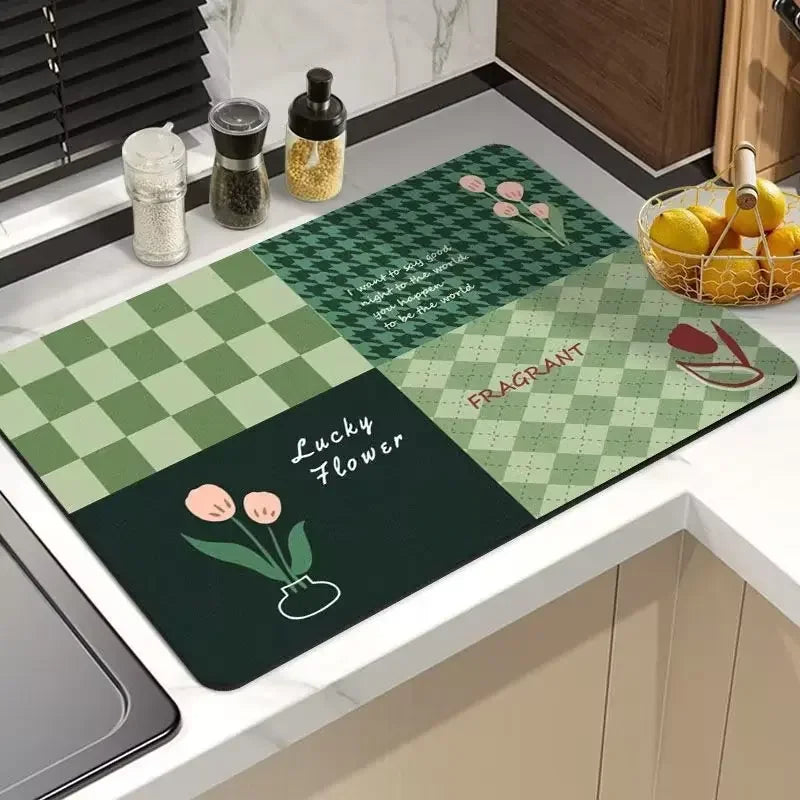 21 Styles Anti-Slip Anti Bacteria Mat Dish Drying Super Absorbent Coffee Dish Draining Mats Napa Skin Tableware Kitchen Rug