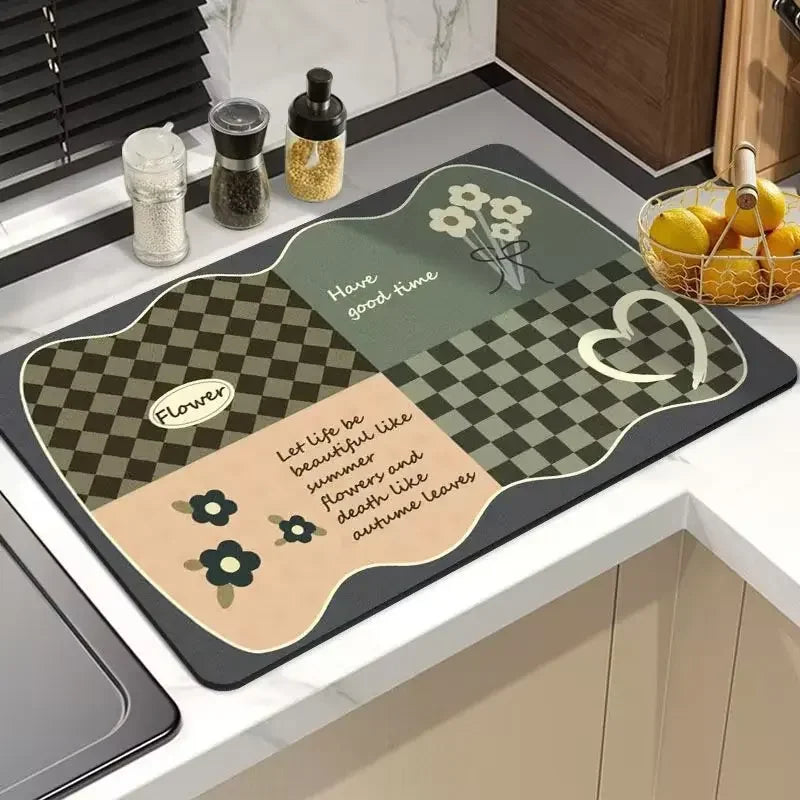 21 Styles Anti-Slip Anti Bacteria Mat Dish Drying Super Absorbent Coffee Dish Draining Mats Napa Skin Tableware Kitchen Rug