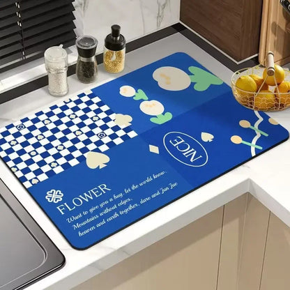 21 Styles Anti-Slip Anti Bacteria Mat Dish Drying Super Absorbent Coffee Dish Draining Mats Napa Skin Tableware Kitchen Rug