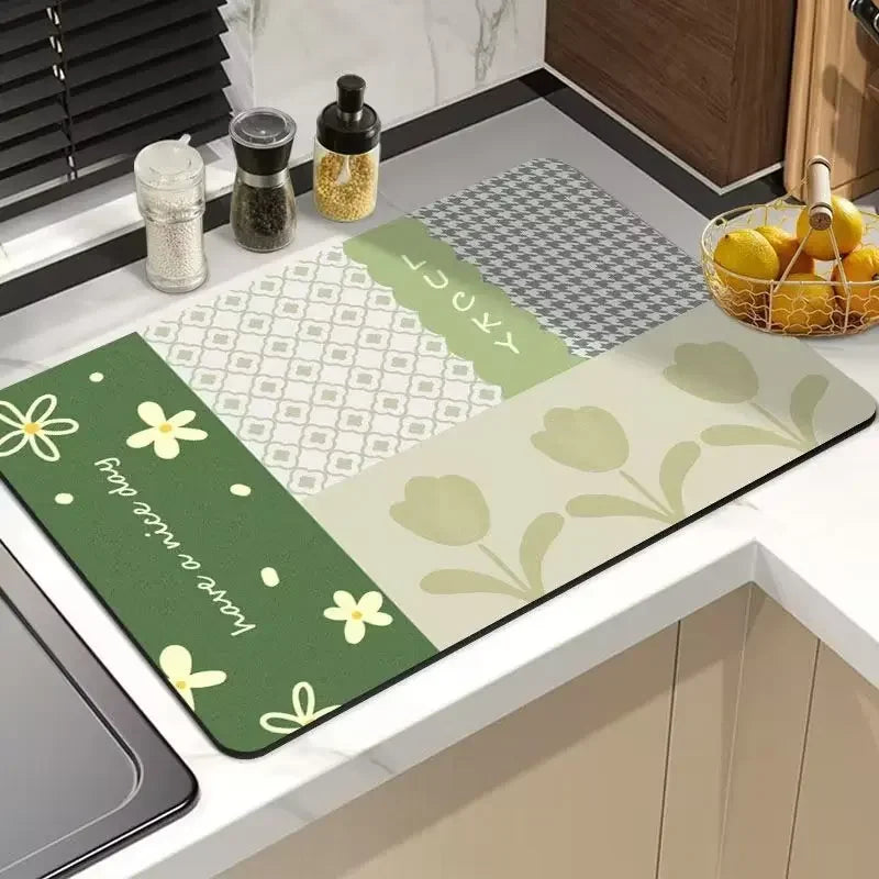 21 Styles Anti-Slip Anti Bacteria Mat Dish Drying Super Absorbent Coffee Dish Draining Mats Napa Skin Tableware Kitchen Rug