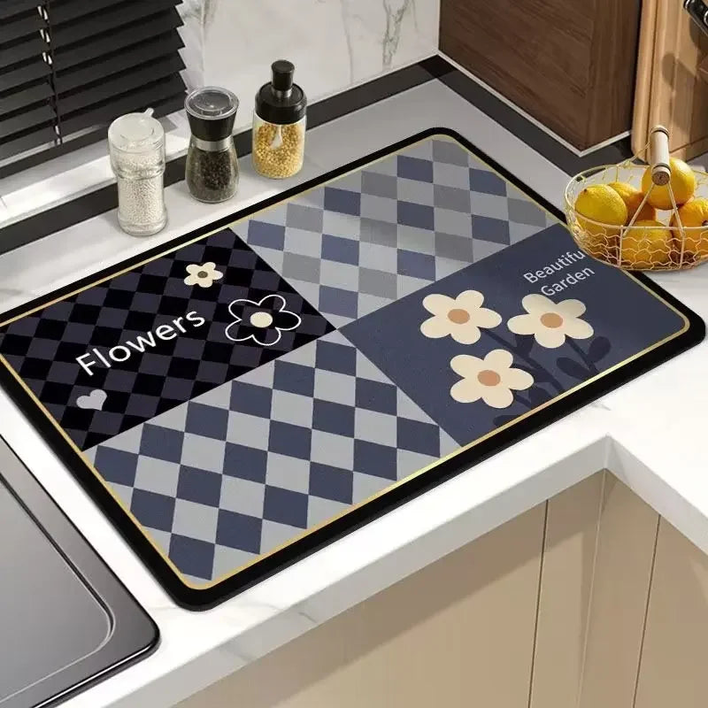 21 Styles Anti-Slip Anti Bacteria Mat Dish Drying Super Absorbent Coffee Dish Draining Mats Napa Skin Tableware Kitchen Rug