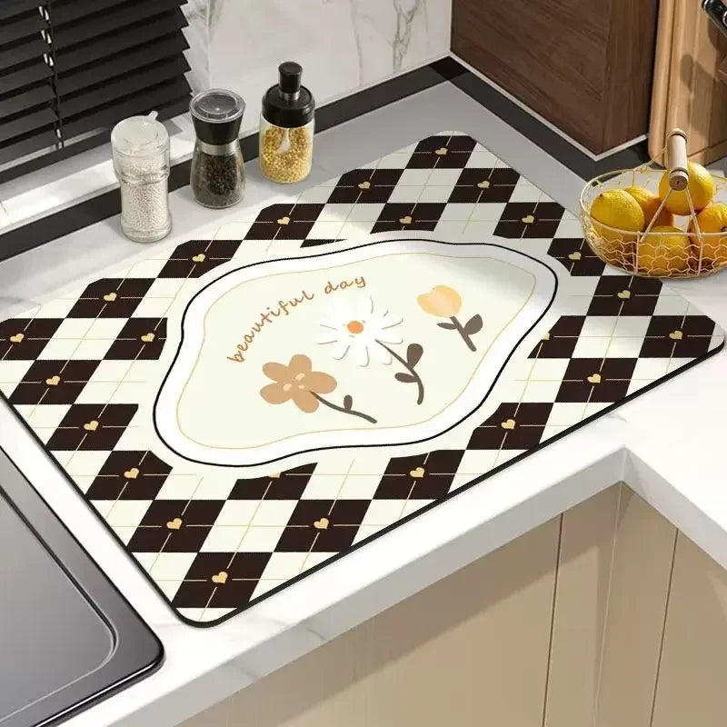 21 Styles Anti-Slip Anti Bacteria Mat Dish Drying Super Absorbent Coffee Dish Draining Mats Napa Skin Tableware Kitchen Rug