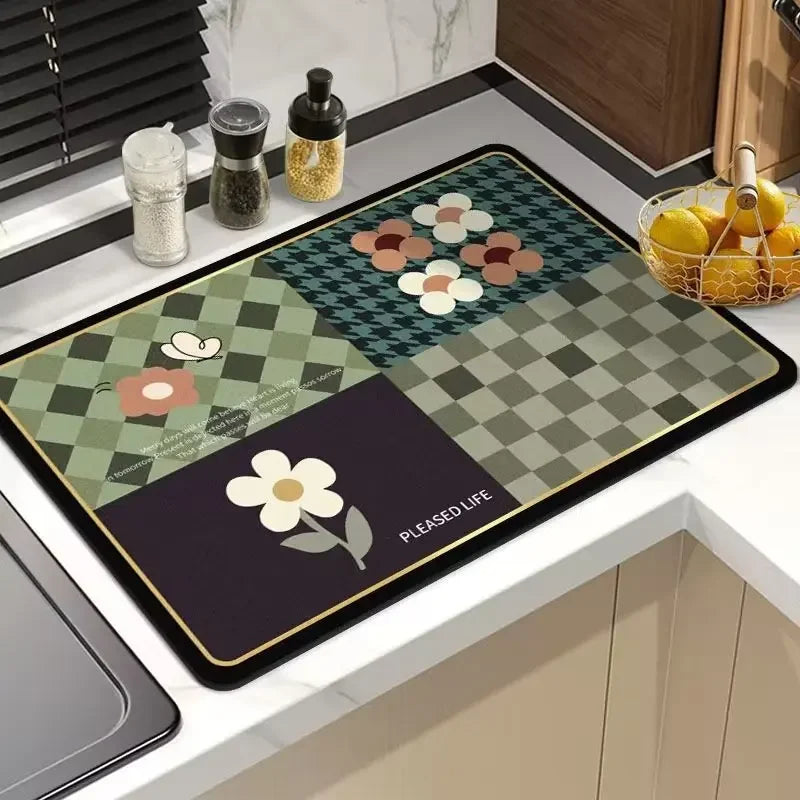 21 Styles Anti-Slip Anti Bacteria Mat Dish Drying Super Absorbent Coffee Dish Draining Mats Napa Skin Tableware Kitchen Rug