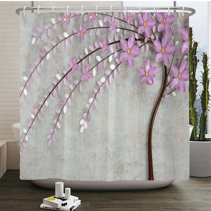 3D Beautiful Flower Tree Printed Bathroom Curtain Polyester Waterproof With Hooks Home Decoration Shower Curtain Bathroom Screen