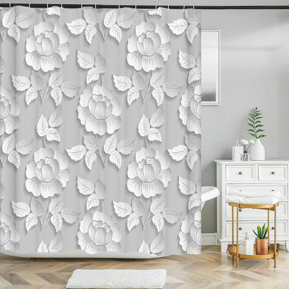 3D Beautiful Flower Tree Printed Bathroom Curtain Polyester Waterproof With Hooks Home Decoration Shower Curtain Bathroom Screen