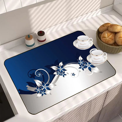 3D Flower Super Absorbent Drain Pad Kitchen Dish Drying Mat Tableware Coffee Draining Pad Dinnerware Cup Bottle Mat Table Mat