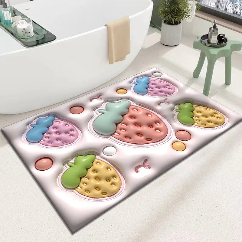 3D Inflatable Diatom Mud Absorbent Bath Mats, Quick Drying, Non-slip Mat, Bathroom Carpet, Can Be Customized