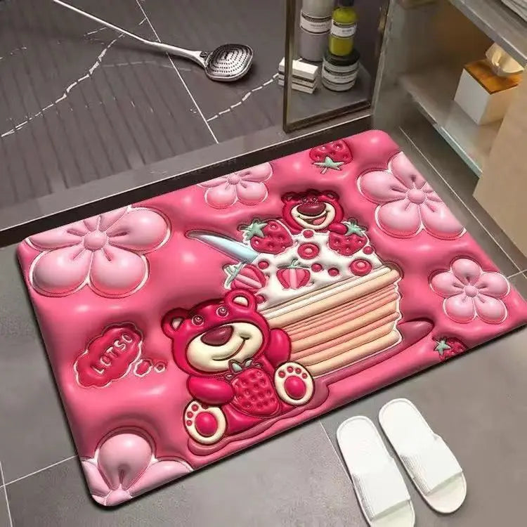 3D Inflatable Diatom Mud Absorbent Bath Mats, Quick Drying, Non-slip Mat, Bathroom Carpet, Can Be Customized
