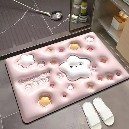 3D Inflatable Diatom Mud Absorbent Bath Mats, Quick Drying, Non-slip Mat, Bathroom Carpet, Can Be Customized