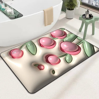 3D Inflatable Diatom Mud Absorbent Bath Mats, Quick Drying, Non-slip Mat, Bathroom Carpet, Can Be Customized