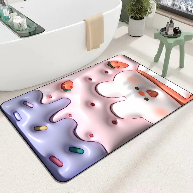 3D Inflatable Diatom Mud Absorbent Bath Mats, Quick Drying, Non-slip Mat, Bathroom Carpet, Can Be Customized