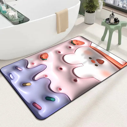 3D Inflatable Diatom Mud Absorbent Bath Mats, Quick Drying, Non-slip Mat, Bathroom Carpet, Can Be Customized