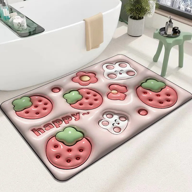 3D Inflatable Diatom Mud Absorbent Bath Mats, Quick Drying, Non-slip Mat, Bathroom Carpet, Can Be Customized