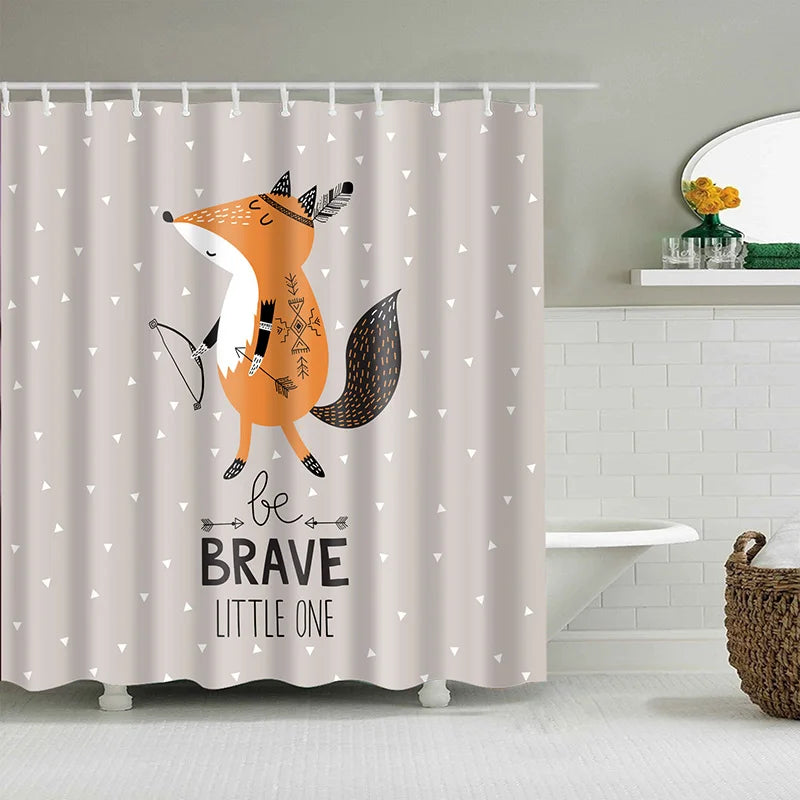 3D Printing Cartoon Bulldog Bath Screens Bathroom Shower Curtain Unicorn Curtain Christmas Gift Decor Multi-size Shower Curtain