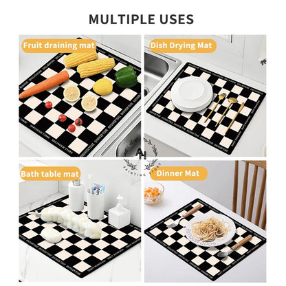 3d Abstract Kitchen Absorbent Drain Pad Dish Drying Mat Rubber Draining Pad Dinnerware Cup Bottle Rug Tableware Mat Home Decor