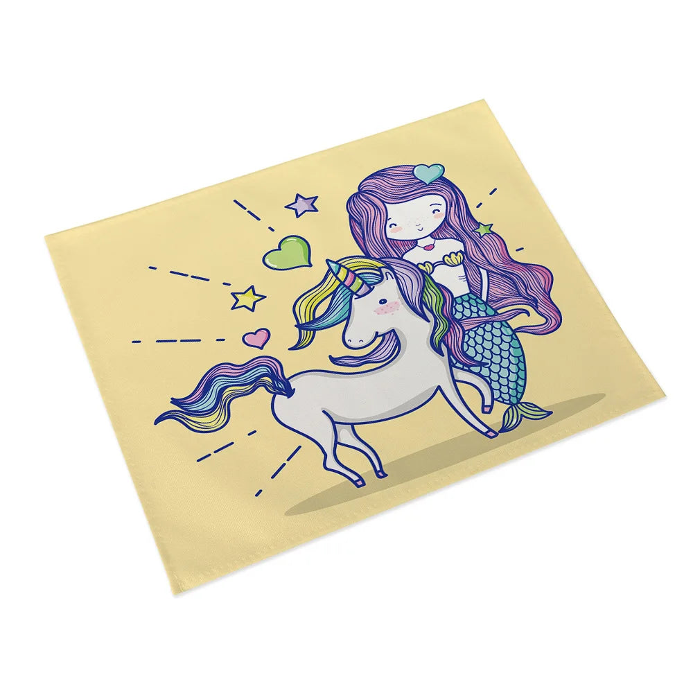 45x32cm Cartoon Pink Table Mat Unicorn Individual Placemats Coasters Set Pad On The Table Cup Pad Place Mats For Dining Table