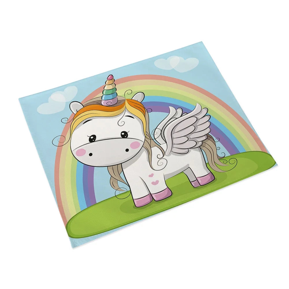 45x32cm Cartoon Pink Table Mat Unicorn Individual Placemats Coasters Set Pad On The Table Cup Pad Place Mats For Dining Table