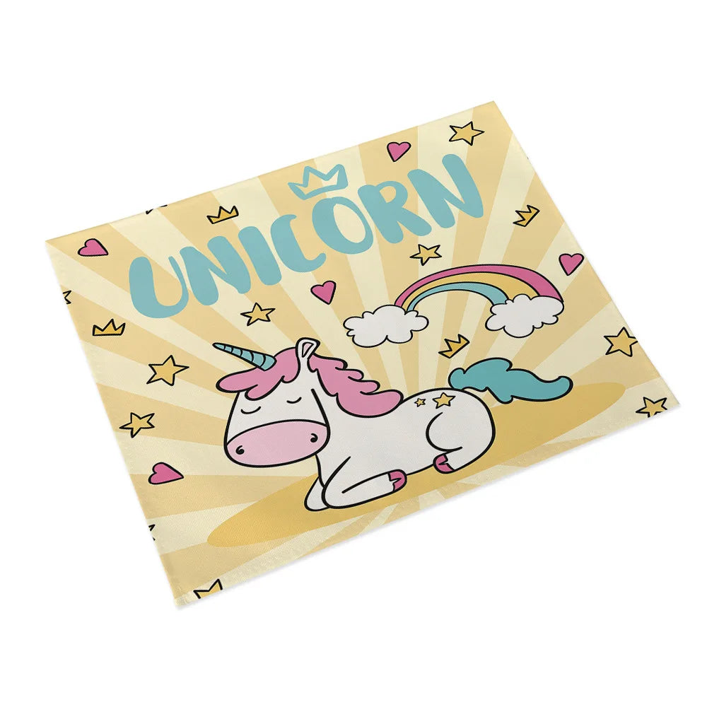 45x32cm Cartoon Pink Table Mat Unicorn Individual Placemats Coasters Set Pad On The Table Cup Pad Place Mats For Dining Table