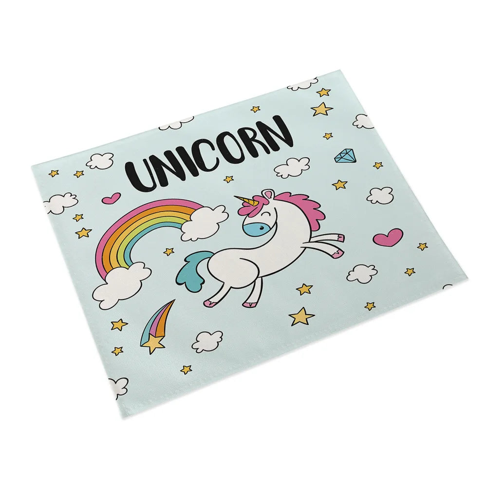 45x32cm Cartoon Pink Table Mat Unicorn Individual Placemats Coasters Set Pad On The Table Cup Pad Place Mats For Dining Table