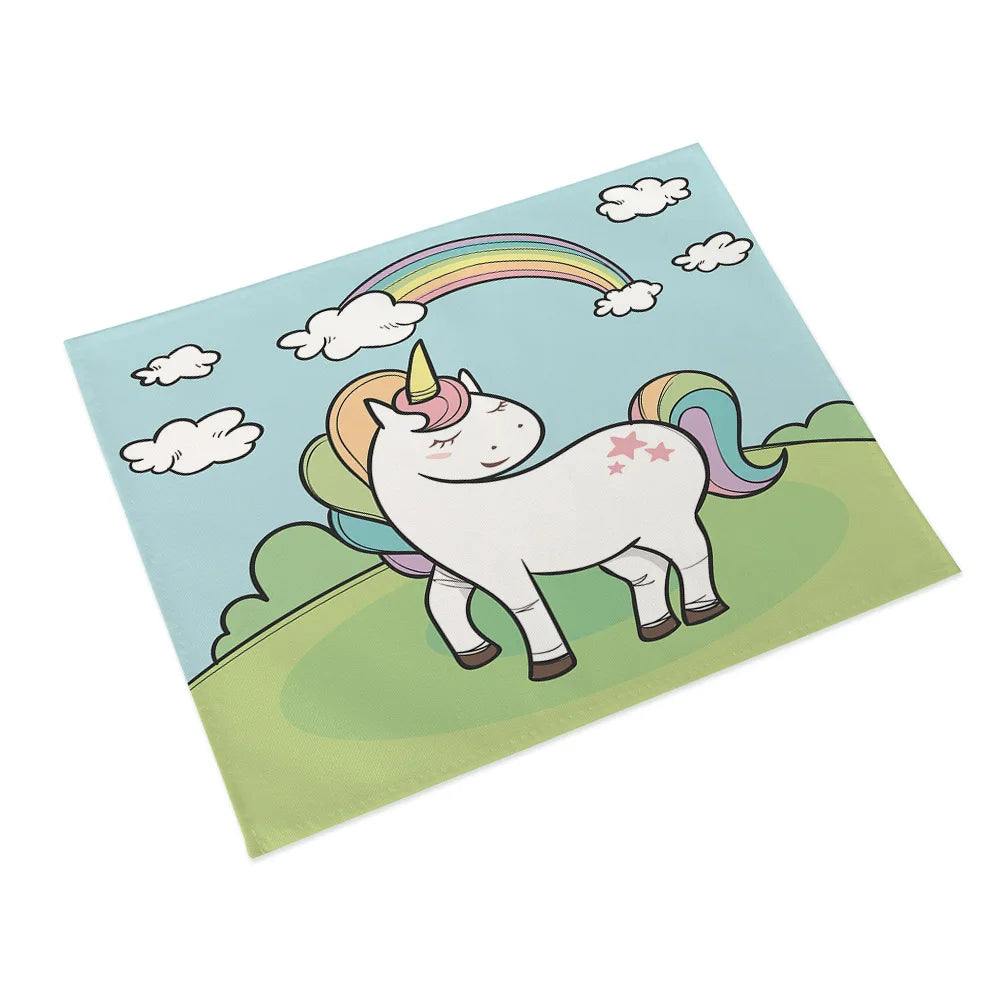 45x32cm Cartoon Pink Table Mat Unicorn Individual Placemats Coasters Set Pad On The Table Cup Pad Place Mats For Dining Table