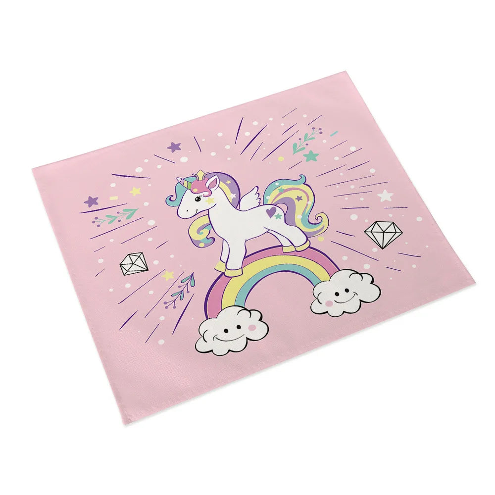 45x32cm Cartoon Pink Table Mat Unicorn Individual Placemats Coasters Set Pad On The Table Cup Pad Place Mats For Dining Table