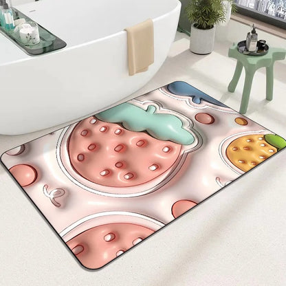 3D Inflatable Diatom Mud Absorbent Bath Mats, Quick Drying, Non-slip Mat, Bathroom Carpet, Can Be Customized